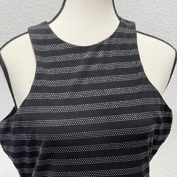Vintage Cache Sleeveless High Neck Top Black Silver Studded Stripe Size M Y2K - Picture 2 of 7